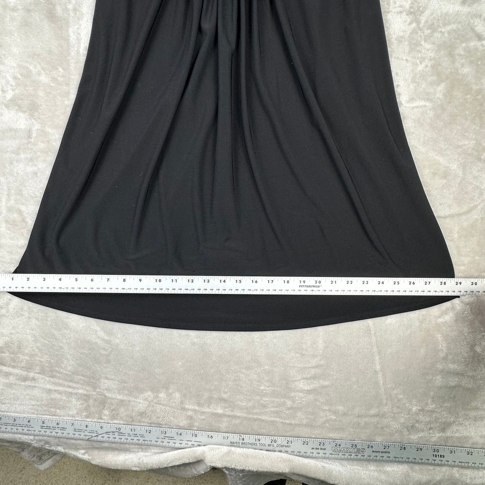 90s Y2k Womens Sleeveless V-Neck Empire Waist Pleated Little Black Dress LBD - Picture 9 of 13